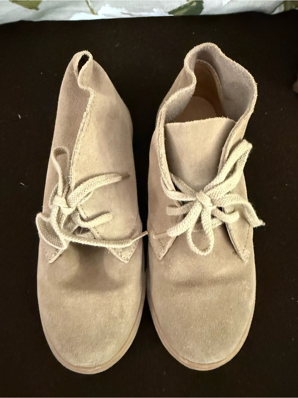 Kids Neutral Suede Lace-Up shoes- Tan